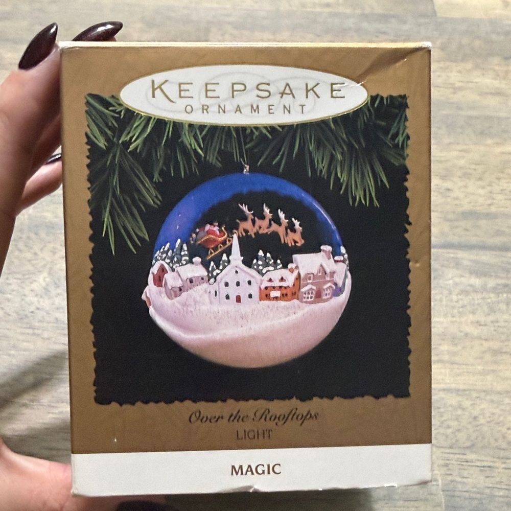 Hallmark Magic “Over the Rooftops” Light-Up Ornament – Village Scene